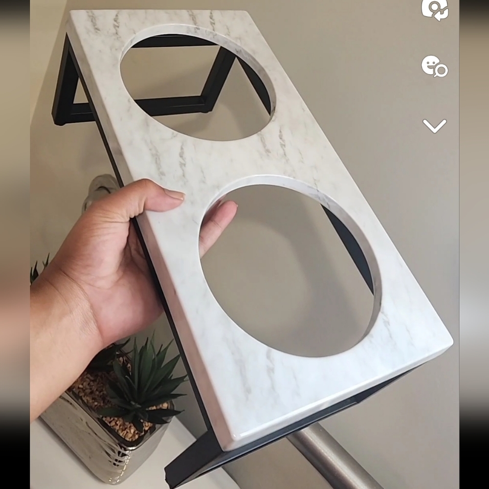 (MARBLE PRINT) Elevated Dog Bowl